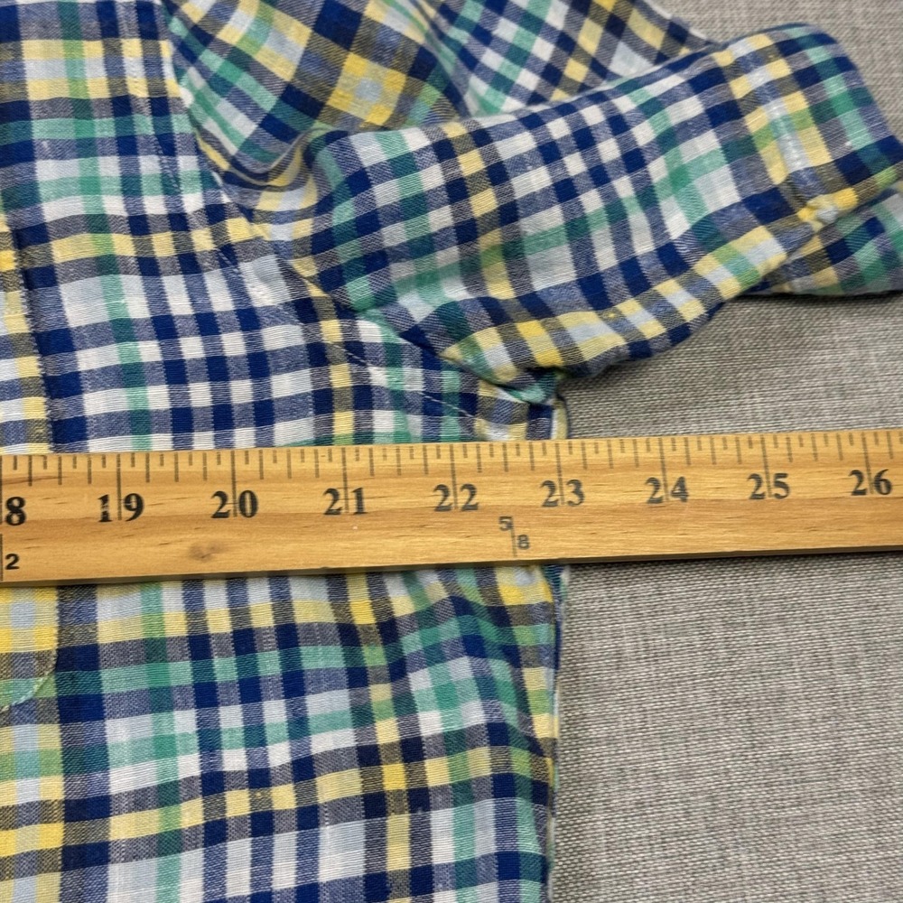 Brooks Brothers Linen Button-Up Shirt Mens L Multicolor Plaid Short Sleeve - Picture 4 of 9
